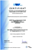 ZAGRO Zertifikat Schweissen